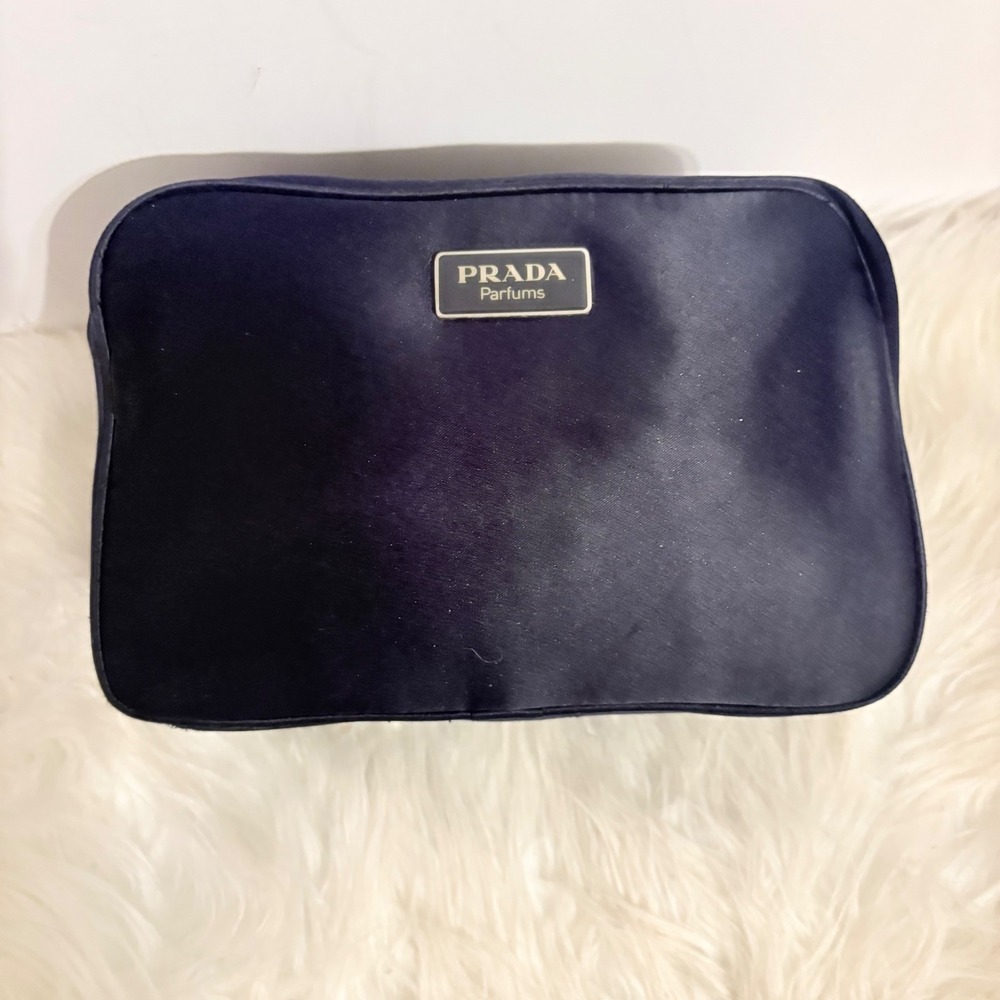 Prada Parfums Navy Blue Nylon Toiletry Cosmetic Makeup Bag - Picture 4 of 13